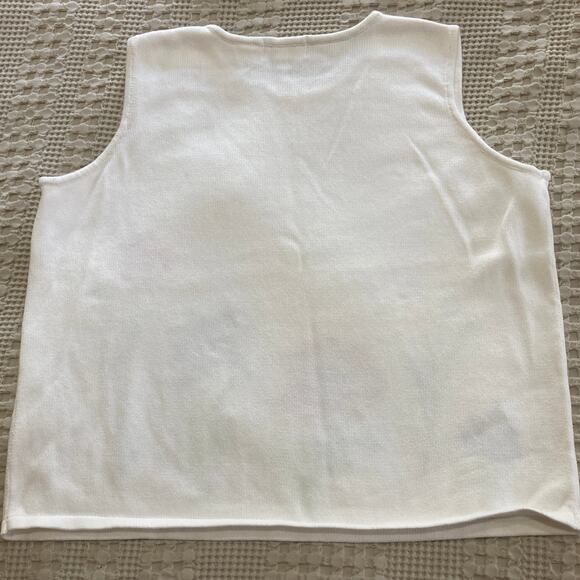 Liz Claiborne Sleeveless Sweater Knit Cotton Vest Floral Flower Design Womens 3x - Picture 7 of 9